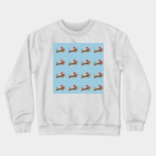 New Year and Christmas dachshund in Santa hat with bones Crewneck Sweatshirt